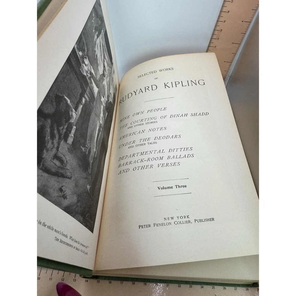Vintage 1900s Vol. 1, 2, & 3 Selected Works Rudyard Kipling‎ Green HC